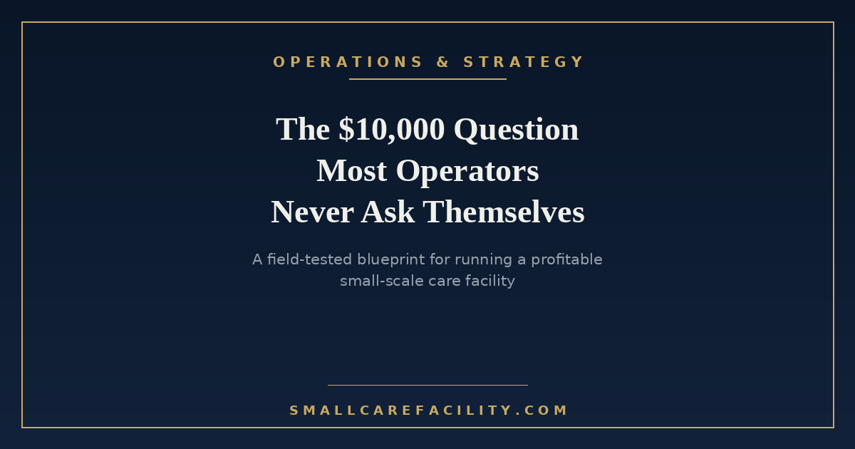 Operations and strategy guide for small-scale care facility profitability — "The $10,000 Question Most Operators Never Ask Themselves"